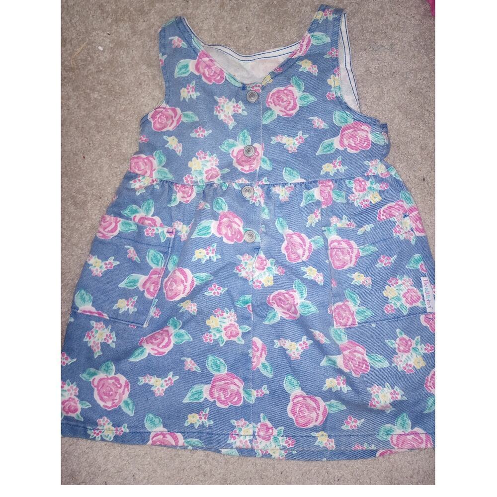 VTG‎ Healthtex Dress Floral Cottagecore Garden Party Button 4 Toddler